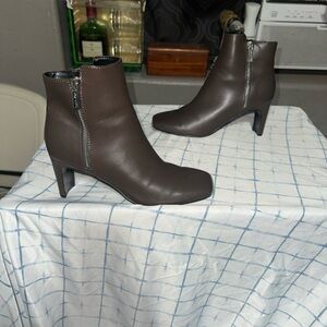 Calvin Klein Brown Heeled Boots with Tapered Heel
